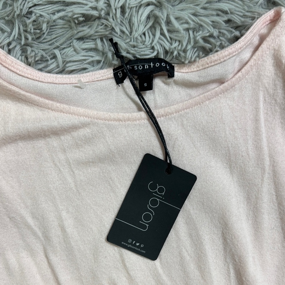 NWT Gibson Pink Smoke Cozy Twist Front Pullover 3/4 sleeve Sweater Size S - Picture 2 of 9